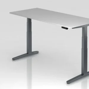 Protection de bord Bureau assis-debout électrique Hammerbacher 180x80cm gris/graphite forme rectangulaire VXBHM19/5/GG com...