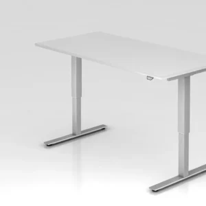 Protection de bord Bureau assis-debout électrique Hammerbacher 160x80cm blanc hauteur de travail 73 - 119 cm VXMST16/W/S c...