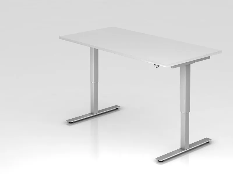 Protection de bord Bureau assis-debout électrique Hammerbacher 160x80cm blanc hauteur de travail 73 - 119 cm VXMST16/W/S c...