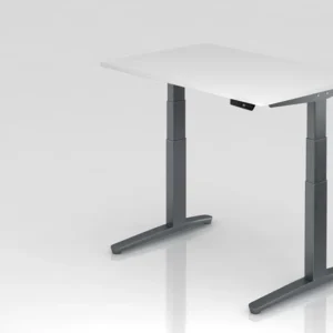 Équipement de Bureau Ergonomique Bureau assis-debout électrique Hammerbacher 120x80cm blanc/graphite forme rectangulaire V...