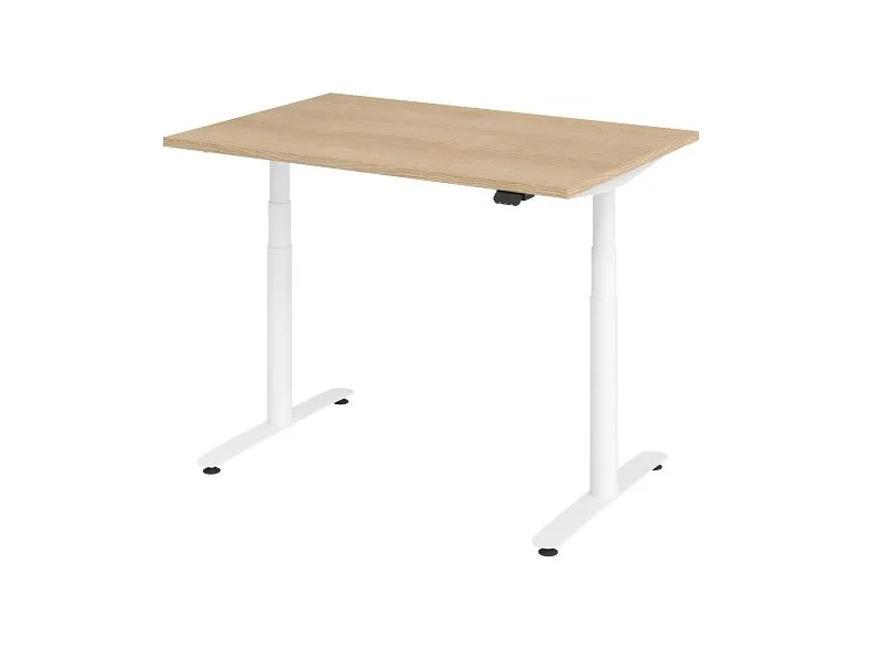 Équipement de Bureau Ergonomique Hammerbacher bureau assis-debout électrique 120x80cm chêne/blanc VXDLR12/E/W se fournir à...