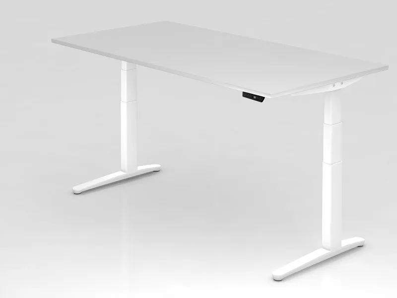 Système de suspension Bureau assis-debout électrique Hammerbacher 200x100cm blanc/blanc forme rectangulaire VXBHM2E/W/WW a...