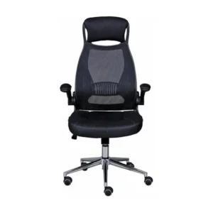 WALTUS - Fauteuil de Bureau Tissu Maillage Noir et Appui-Tête Pieds Chromés compatible avec la plupart des bureaux