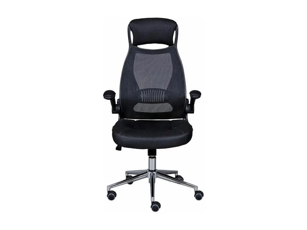WALTUS - Fauteuil de Bureau Tissu Maillage Noir et Appui-Tête Pieds Chromés compatible avec la plupart des bureaux