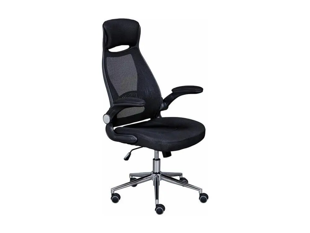 WALTUS - Fauteuil de Bureau Tissu Maillage Noir et Appui-Tête Pieds Chromés compatible avec la plupart des bureaux