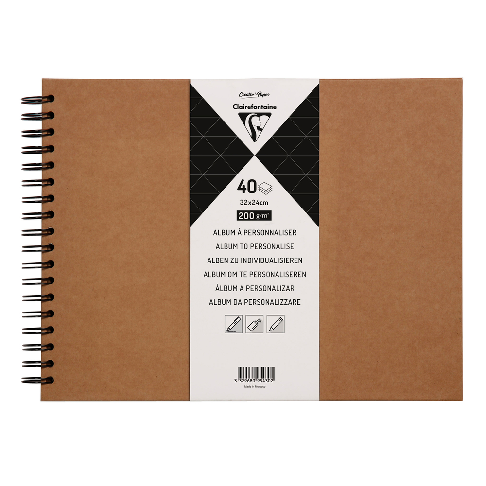 Album couverture rigide kraft 32x24cm 40 feuilles 200g Clairefontaine - Format A4