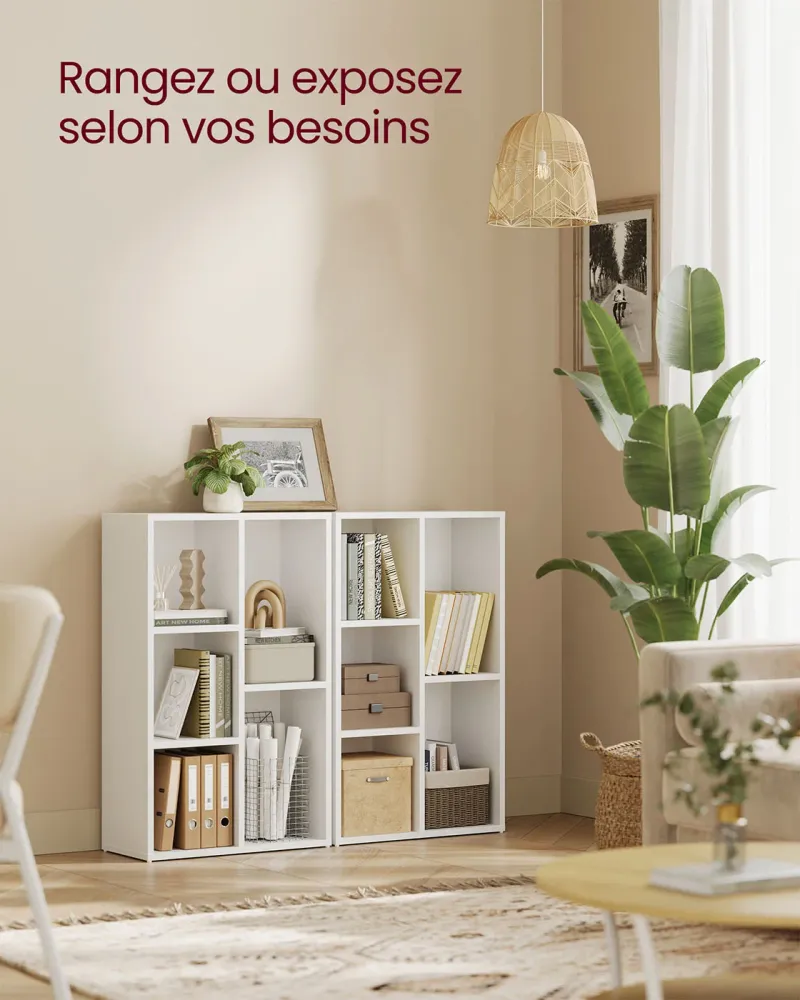 Bibliothèque à 5 casiers étagère de rangement colonne de rangement dimensions 50 x 24 x 80 cm blanc 12_0004197
