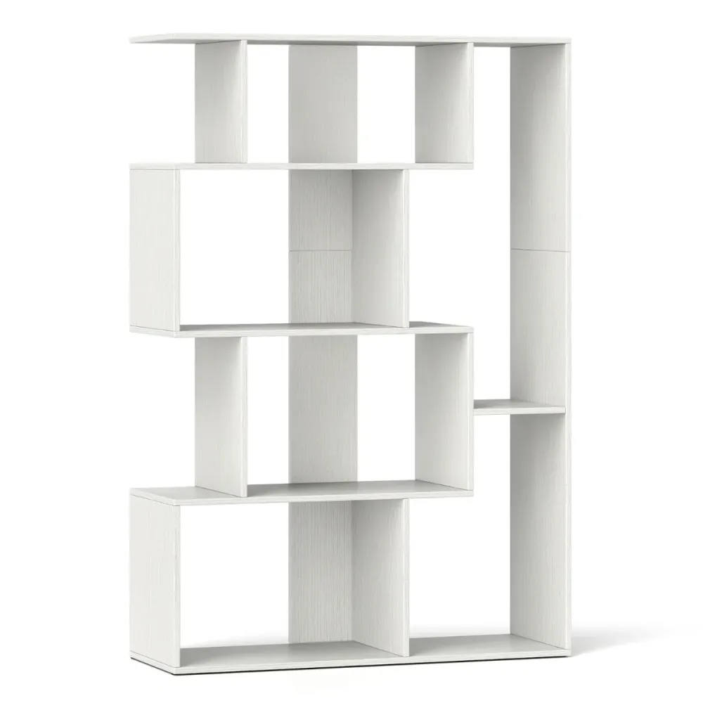 Bibliothèque à 4 niveaux 80 x 30 x 119 cm avec sécurité renforcée et design novateur en bois blanc 20_0010691