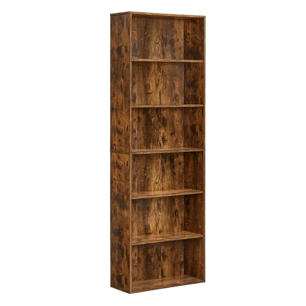 Bibliothèque étagère de rangement 6 niveaux meuble cube pour salon bureau chambre style scandinave 40 x 24 x 1785 cm marro...