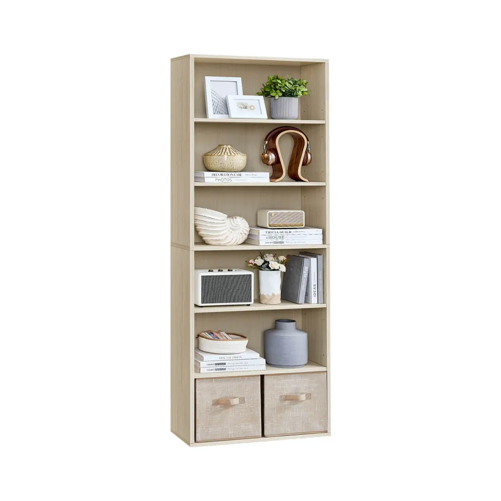 Bibliothèque étagère de rangement 6 niveaux meuble cube pour salon bureau chambre style scandinave 40 x 24 x 1785 cm natur...