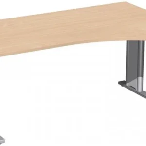 Bureau PC geramöbel droit réglable en hauteur couvre-pied en C en option 1600x1000x680-820 hêtre/argent N-647311-BS choisi...