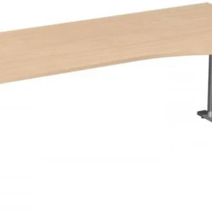 Bureau PC geramöbel droit réglable en hauteur couvre-pied en C en option 2000x1000x680-820 hêtre/argent N-647313-BS se pro...