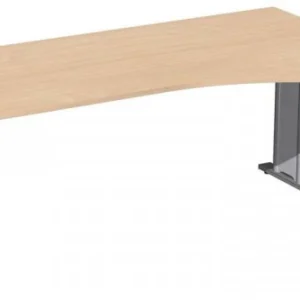 Bureau PC geramöbel droit réglable en hauteur couvre-pied en C en option 1800x1000x680-820 hêtre/argent N-647305-BS choisi...