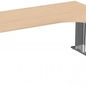 Bureau PC geramöbel droit réglable en hauteur couvre-pied en C en option 1800x1200x680-820 hêtre/argent N-647323-BS comman...