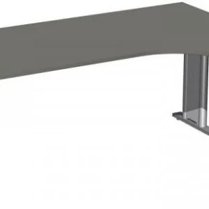 Bureau PC geramöbel droit réglable en hauteur couvre-pied en C en option 1800x1200x680-820 graphite/argent N-647323-GS se...