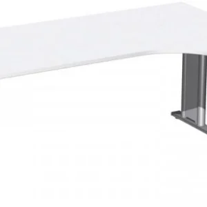 Bureau PC geramöbel droit réglable en hauteur couvre-pied en C en option 1800x1200x680-820 blanc/argent N-647323-WS acquér...