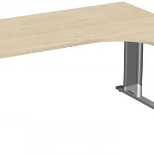 Bureau PC geramöbel droit réglable en hauteur couvre-pied en C en option 1600x1200x680-820 érable/argent N-647307-AS se pr...