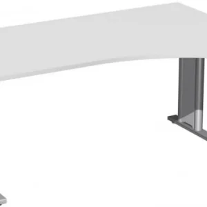 Bureau PC geramöbel droit réglable en hauteur couvre-pied en C en option 1600x1000x680-820 gris évident/argent N-647311-LS...