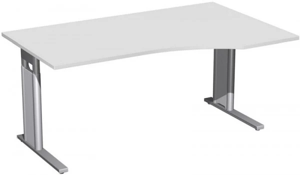 Bureau PC geramöbel droit réglable en hauteur couvre-pied en C en option 1600x1000x680-820 gris évident/argent N-647311-LS...