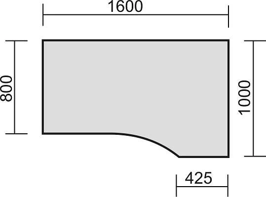 Bureau PC geramöbel droit réglable en hauteur couvre-pied en C en option 1600x1000x680-820 gris évident/argent N-647311-LS...