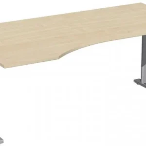 Bureau PC geramöbel gauche réglable en hauteur couvre-pied en C en option 1800x1000x680-820 érable/argent N-647306-AS pren...