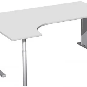 Bureau PC geramöbel gauche réglable en hauteur couvre-pied en C en option 1800x1200x680-820 gris évident/argent N-647324-L...