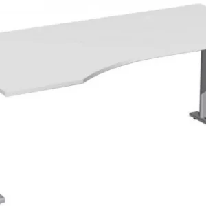 Bureau PC geramöbel gauche réglable en hauteur couvre-pied en C en option 1800x1000x680-820 gris évident/argent N-647306-L...