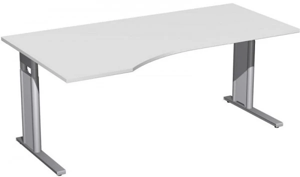 Bureau PC geramöbel gauche réglable en hauteur couvre-pied en C en option 1800x1000x680-820 gris évident/argent N-647306-L...