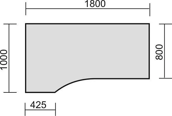 Bureau PC geramöbel gauche réglable en hauteur couvre-pied en C en option 1800x1000x680-820 gris évident/argent N-647306-L...