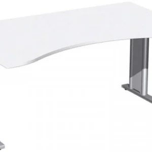 geramöbel Bureau ergonomique réglable en hauteur couvre-pied en C en option 1600x1000x680-820 blanc/argent N-647336-WS se...
