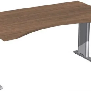 geramöbel Bureau ergonomique réglable en hauteur couvre-pieds C en option 1600x1000x680-820 noyer/argent N-647336-NS acqué...