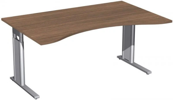 geramöbel Bureau ergonomique réglable en hauteur couvre-pieds C en option 1600x1000x680-820 noyer/argent N-647336-NS acqué...
