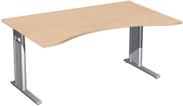 geramöbel Bureau ergonomique réglable en hauteur couvre-pieds C en option 1600x1000x680-820 hêtre/argent N-647336-BS se fo...