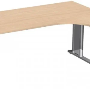 Renforcé Durable Bureau PC geramöbel droit réglable en hauteur couvre-pied en C en option 1600x1200x680-820 hêtre/argent N...