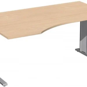 Renforcé Durable Bureau PC geramöbel gauche réglable en hauteur couvre-pied en C en option 1600x1000x680-820 hêtre/argent...