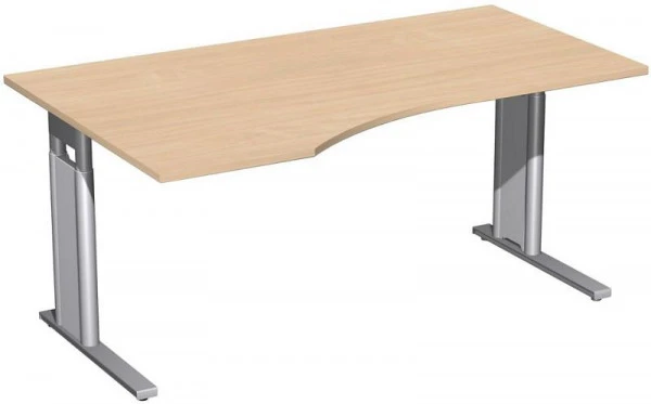 Renforcé Durable Bureau PC geramöbel gauche réglable en hauteur couvre-pied en C en option 1600x1000x680-820 hêtre/argent...