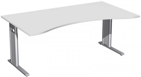 Renforcé Durable geramöbel Bureau ergonomique réglable en hauteur couvre-pied en C en option 1800x1000x680-820 gris éviden...