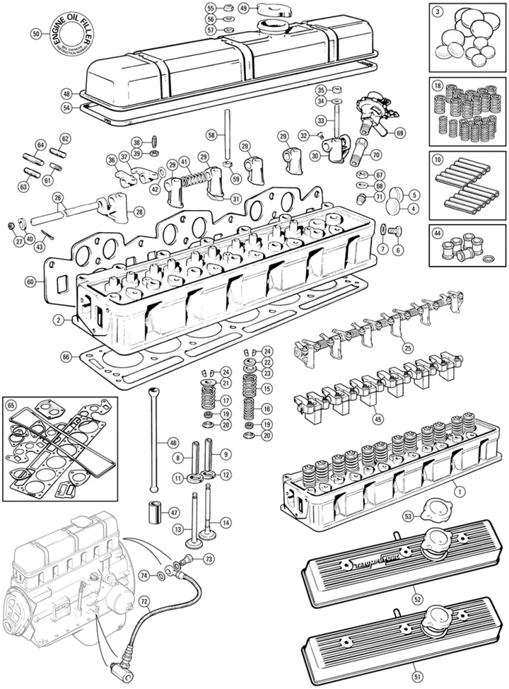 ROCKER COVER, ALUM., BRILLANT, TR5, TR6 Format A4