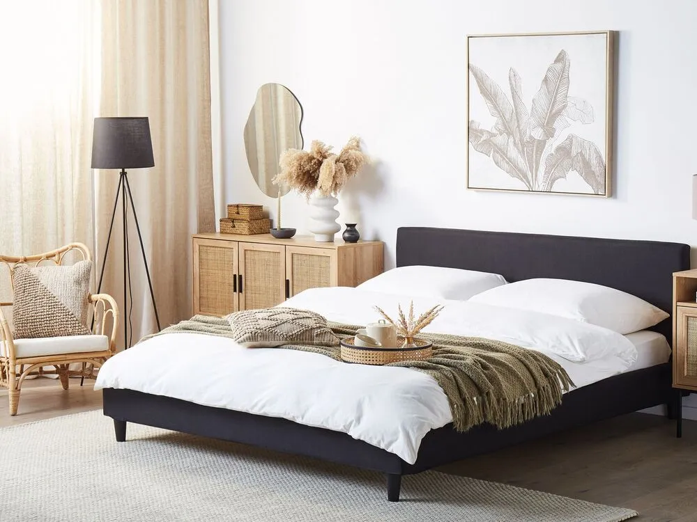 EU Super King Size Bed Frame Cover Noir jais Bed FITOU