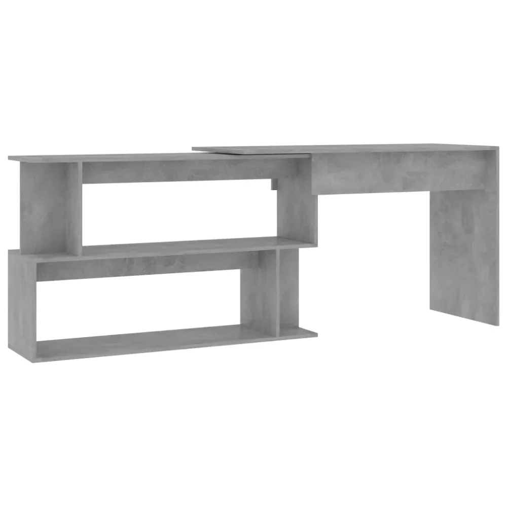Bureau table poste de travail meuble d'ordinateur informatique étude d'angle 200 x 50 x 76 cm bois d’ingénierie gris 02_00...