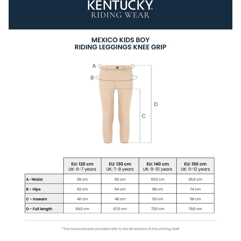 Kentucky Legging d'Équitation Mexico Knee Grip Boys Marin avec capuchon de sécurité