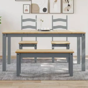 Table à manger Panama gris 160x80x75 cm bois massif de pin avec clip de poche
