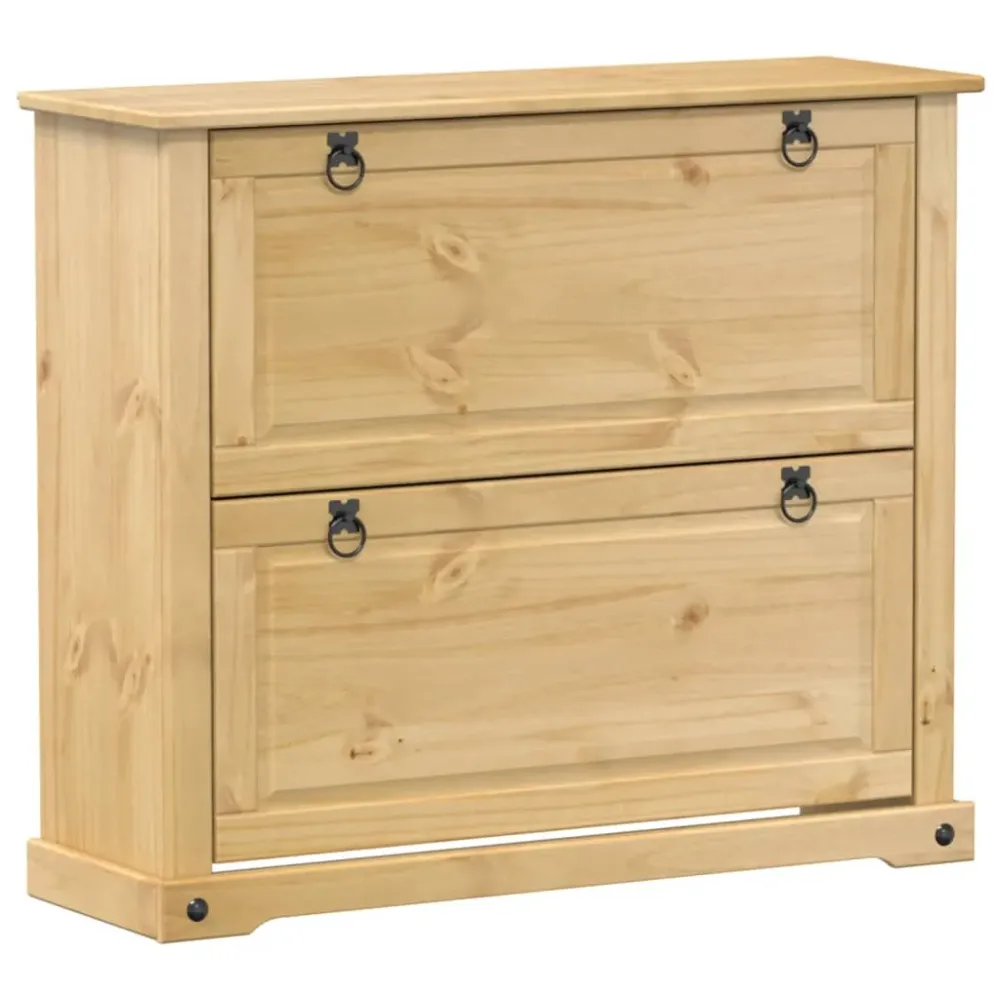 Armoire à chaussures range chaussures rangement meuble entrée couloir salon Corona 99 x 32 x 85 cm bois de pin massif brun...