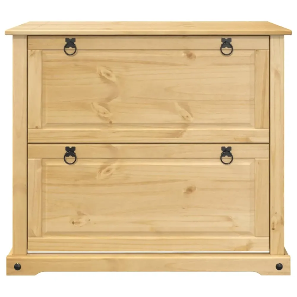 Armoire à chaussures range chaussures rangement meuble entrée couloir salon Corona 99 x 32 x 85 cm bois de pin massif brun...