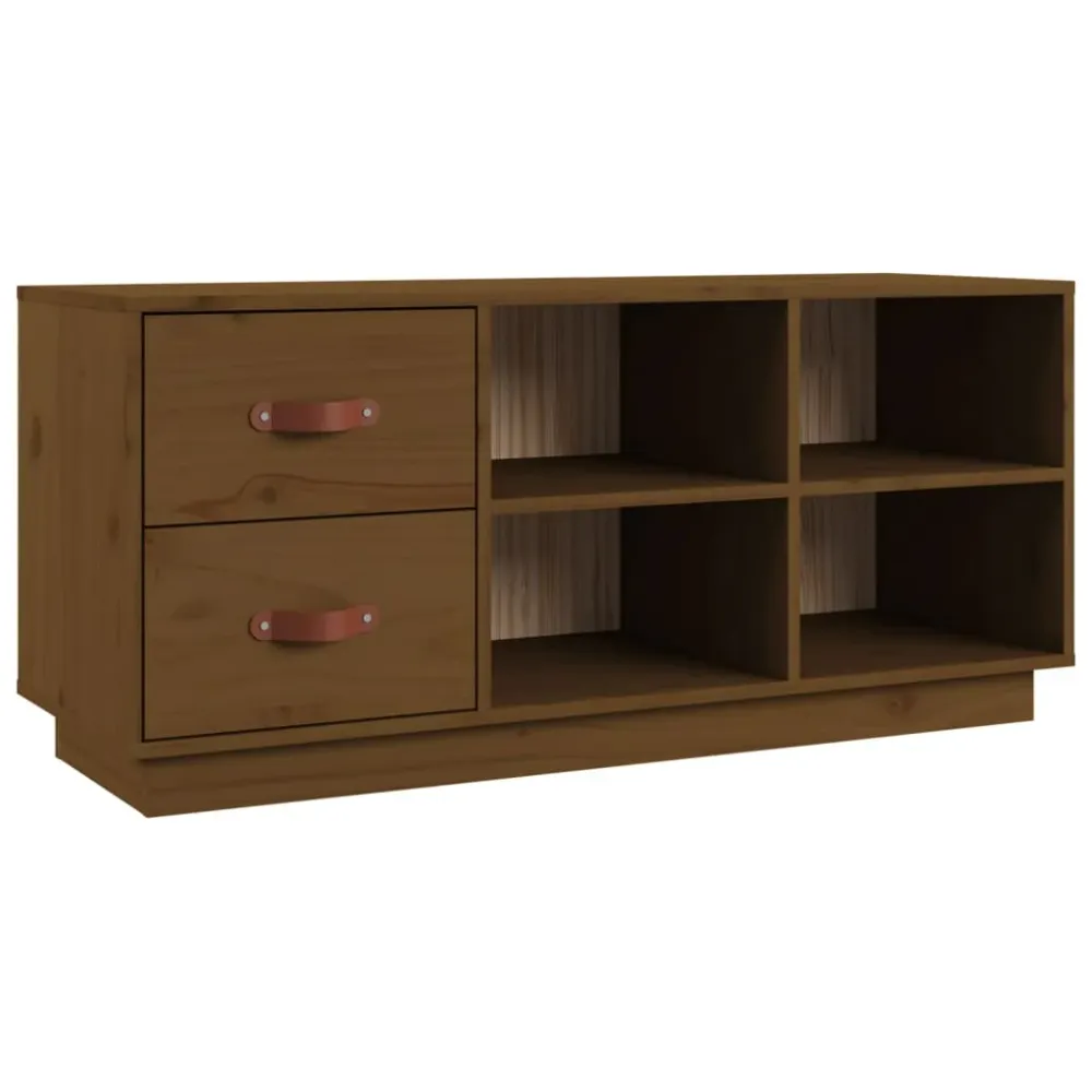 Banc à chaussures bottes commode étagère meuble entrée rangement 100 x 34 x 45 cm bois de pin massif marron 02_0022977