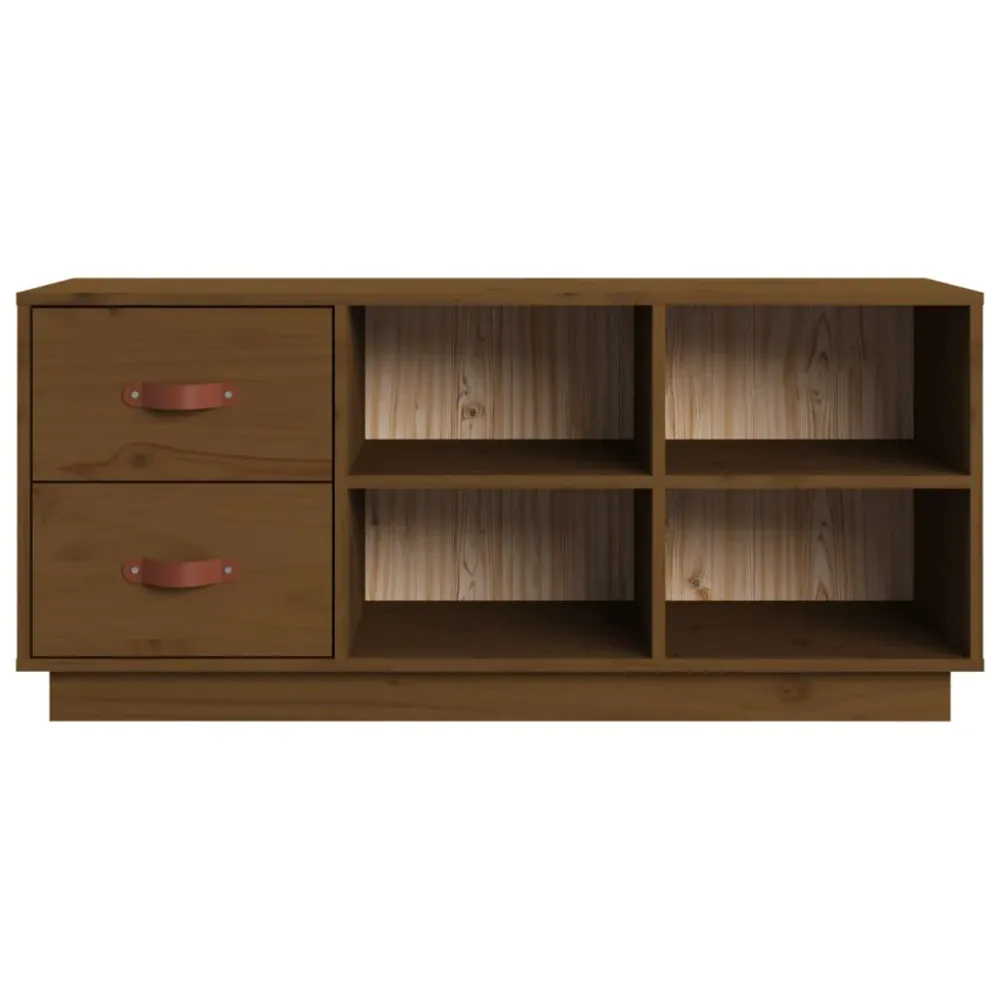Banc à chaussures bottes commode étagère meuble entrée rangement 100 x 34 x 45 cm bois de pin massif marron 02_0022977