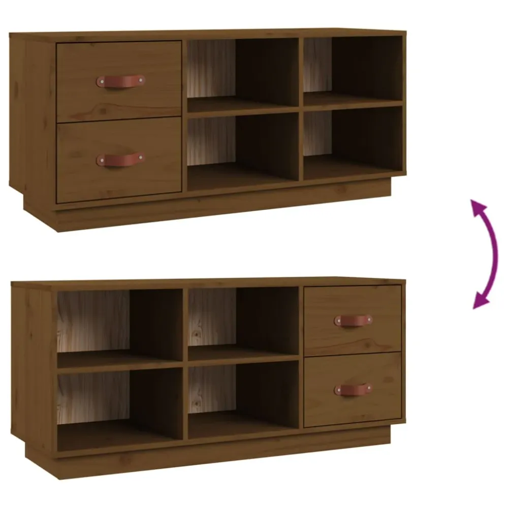 Banc à chaussures bottes commode étagère meuble entrée rangement 100 x 34 x 45 cm bois de pin massif marron 02_0022977