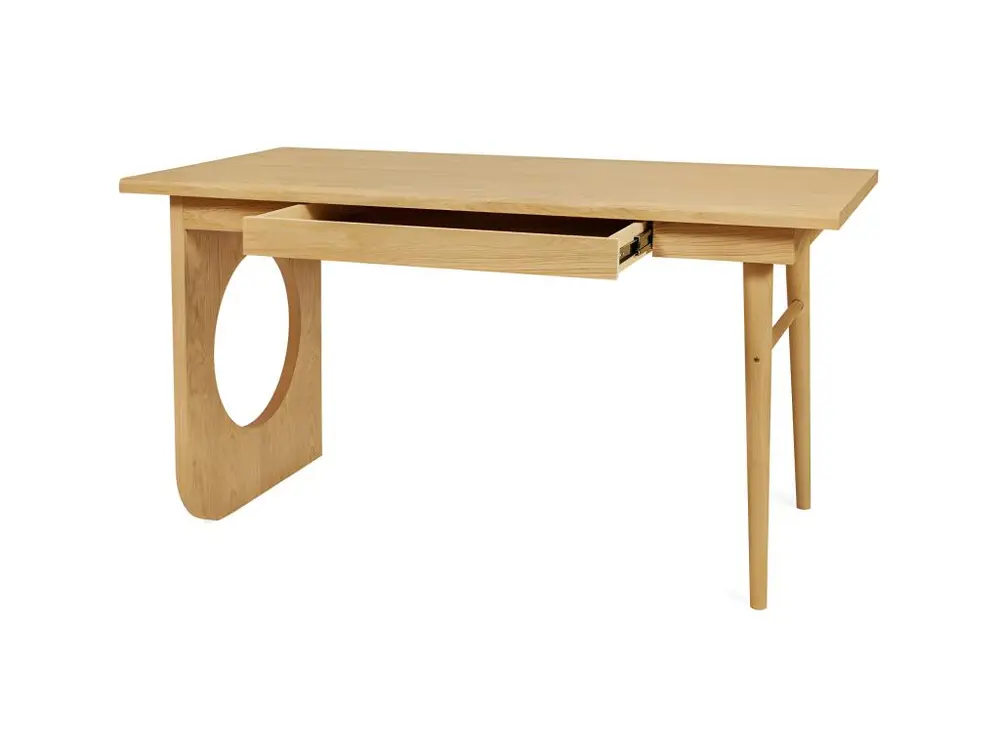 Bau - Bureau design en bois 1 tiroir - Couleur - Bois net