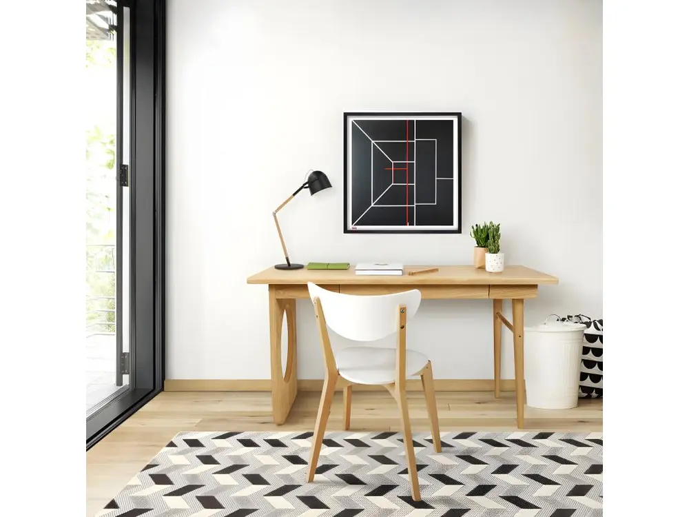 Bau - Bureau design en bois 1 tiroir - Couleur - Bois net
