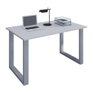 Bureau en bois VCM Table d'ordinateur Table de travail Meubles de bureau Lona U Alu Argent (Gris|80|50)